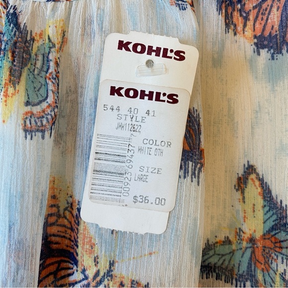 Mudd, L, white see through with colorful butterflies - Picture 3 of 3